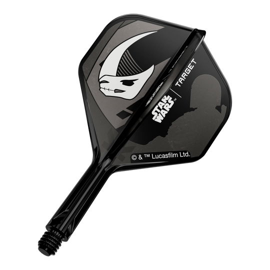 Target Star Wars K-Flex Set Mandalorian No2 Standaard Flights Gezeigt wird ein Dart-Flight mit Mandalorianer-Rüstung aus Star Wars. Das Produkt ist ein 'K-Flex Mandalorian Armour No2 Standard Flights' mit 19mm.