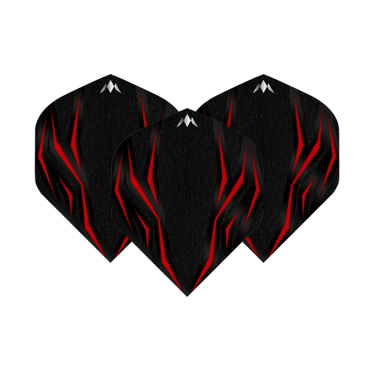 Das Bild zeigt die Mission Lava Red No6 Flights. Es sind rote Flights für Dartpfeile.