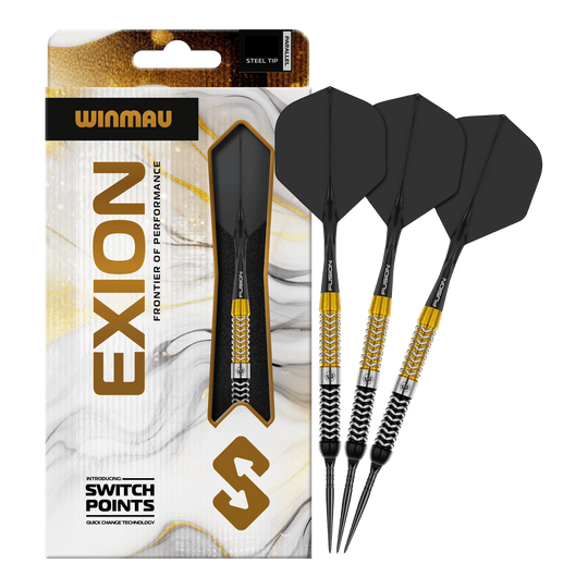 Winmau Exion Parallel Switch Point Steeldarts Auf dem Bild sind die Winmau Exion Parallel Switch Point Steeldarts komplett abgebildet. Die Darts eignen sich ideal für professionelle Spieler.