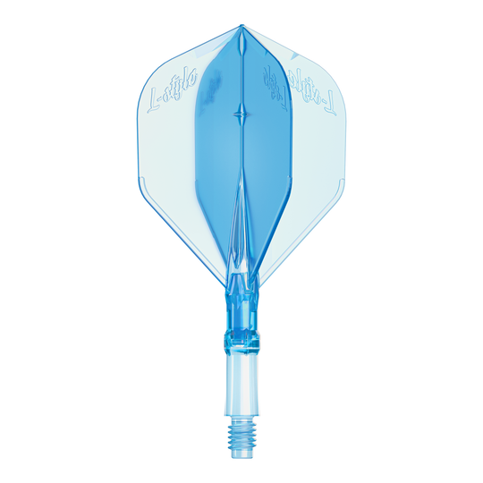 L-Style L-systeem vluchten - Helderblauw Abgebildet ist ein L-Style L-System Flight in klarer blauer Farbe, Größe Small. Es ist ein Ersatz-Flight für Dartpfeile.