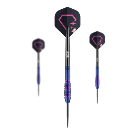 Bulls NL Christel Timmermans Satellite 90 stalen darts 25g Zu sehen ist ein Set der Bulls NL Christel Timmermans Satellite 90 Steeldarts 25g. Das Set eignet sich perfekt für ambitionierte Spieler.