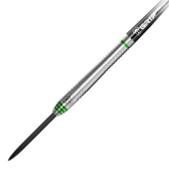 Bulls Max Czerwinski Komkommer Steeldarts - 23 g Bulls Max Czerwinski Gurke Steeldarts mit einem Gewicht von 23 Gramm. Das Bild zeigt die Darts aus einer bestimmten Perspektive.