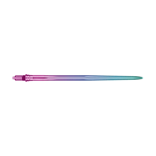Caliburn EZ-EVO dartpunten - Glad - Regenboog Das Bild zeigt EVO250 Caliburn EZ-EVO Dartspitzen Smooth Rainbow 50mm. Es handelt sich um längere, bunte Dartspitzen in Regenbogenfarben.