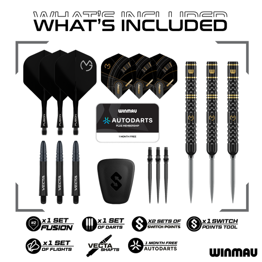 Winmau Michael Van Gerwen W-MAX Switch Point stalen dartpijlen Winmau Michael Van Gerwen W-MAX Switch Point stalen dartpijlen