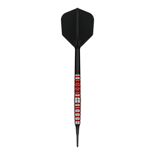 Target Black Marque Spinel Soft Darts - 21,5 g Target Black Marque Spinel Softdarts - 21,5g ist ein professioneller Dartpfeil. Das Bild hebt die Form und das Aussehen des Softdarts hervor.