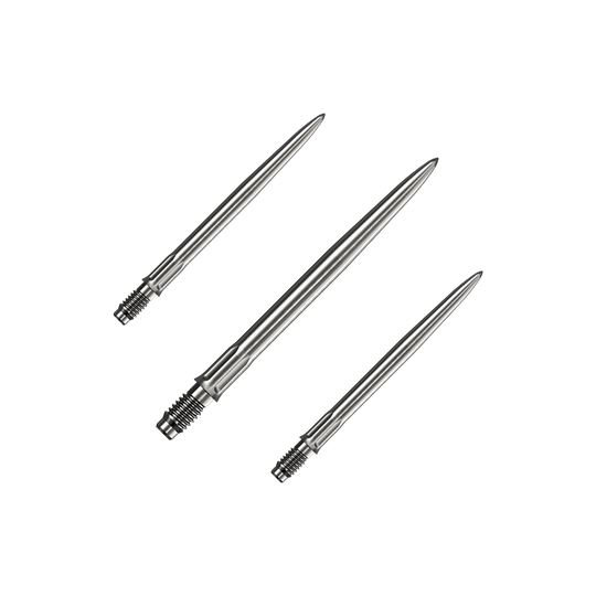 Mission R2.5 Rapid Point SM1 Dartpunten - Zilver Ein Set silberner Dartspitzen ist abgebildet. Es sind Mission R25 Rapid Point SM1 Dartspitzen mit 30mm Länge.
