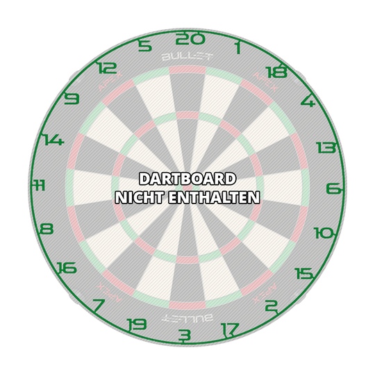 Bullet Dartboard Nummerring Abgebildet ist erneut ein Dartboard-Zahlenring in grüner Farbe. Es dient zur Kennzeichnung der Zahlenfelder auf einem Dartboard.