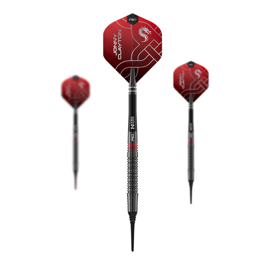 Red Dragon Jonny Clayton RD-ADV softdarts - 18 g Auf dem Foto ist das Set der Red Dragon Jonny Clayton RD-ADV Softdarts - 18g zu sehen. Drei Softdarts liegen nebeneinander als Set.