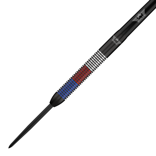 Zu sehen sind die Bulls NL Karel Sedlacek E2 Steeldarts mit 24 Gramm Gewicht. Das Produkt richtet sich an Dartspieler, die Wert auf professionelle Ausrüstung legen.