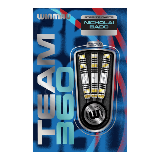 Winmau Team 360 Nicholai Bado Steeldarts-23g Winmau Team 360 Nicholai Bado Steeldarts - 23g wird gezeigt. Das Foto veranschaulicht den Dartpfeil aus einer anderen Perspektive.
