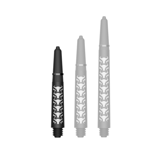 Bulls NL Capo Carbon shafts - wit Das Bild zeigt einen kurzen weißen Carbon Shaft für Darts. Der Schaft ist etwa 34 mm lang und aus Kohlefaser.