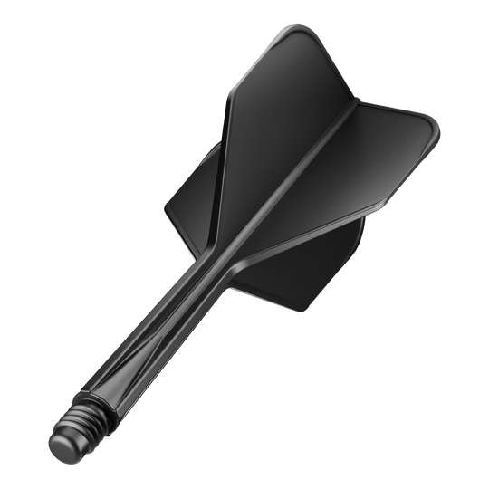 GOAT A1R No6 Flight Shaft-systeem - Zwart Das Bild zeigt das Produkt "GOAT A1R No6 Flight-Shaft-System - Schwarz". Es handelt sich um ein schwarzes Flight-Shaft-System für Darts.