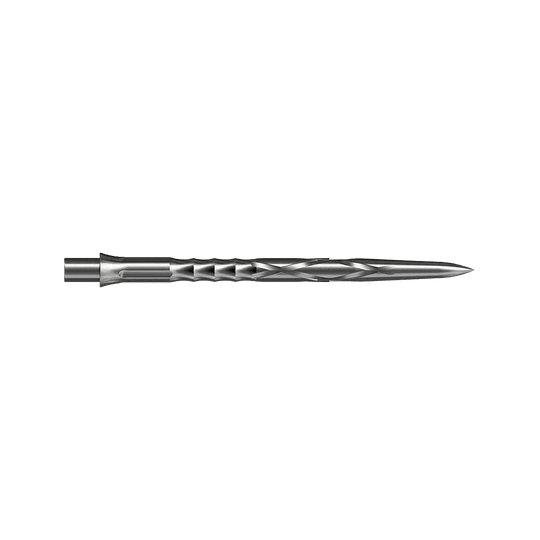 Caliburn System stalen dartpunten - HAN G2 - Zilver Gezeigt wird eine silberne Steeldartspitze Caliburn Evo System HAN G2 in 36 mm Länge. Die Spitze ist für Steeldarts gedacht.