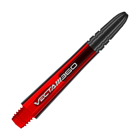 Abgebildet ist ein Dart-Schaft mit der Bezeichnung 7025-219_Winmau_Vecta_Blade360_Shafts_Rot_40mm_2. Das Produkt ist rot und eignet sich für verschiedene Dartpfeile.