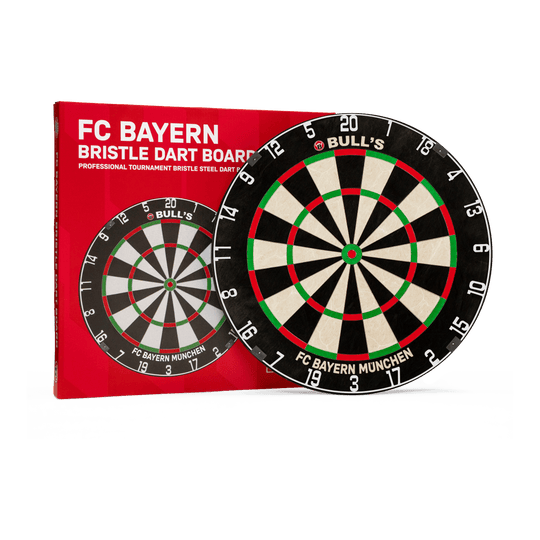 Bulls FC Bayern München dartbord van borstelstaal Das Bild präsentiert das Bulls FC Bayern München Bristle Steeldartboard. Es handelt sich um ein Steeldartboard mit FC Bayern München Logo.