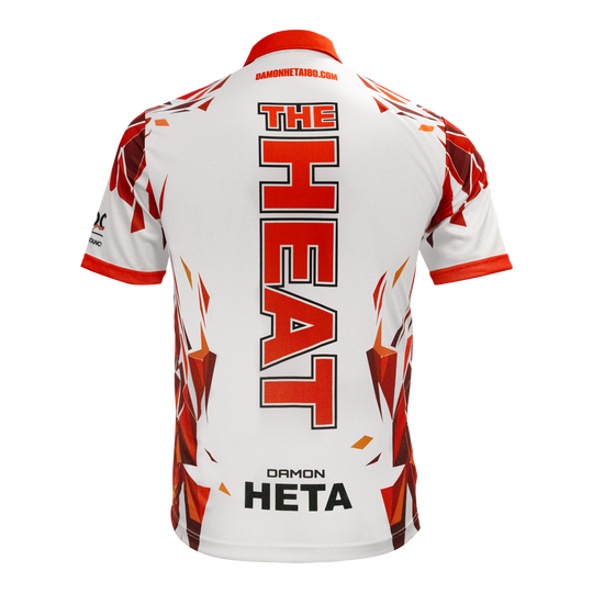 Auf diesem Bild ist das Harrows Damon Heta Playershirt zu sehen. Es ist ein spezielles Trikot für Dartspieler.