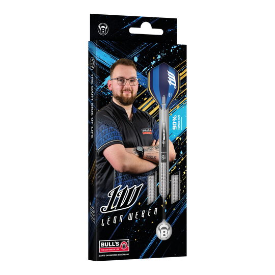 Bulls Leon Weber softdarts - 22 g Das Bild zeigt Bulls Leon Weber Softdarts mit 22 Gramm Gewicht. Die Darts sind speziell für Softdart-Spiele entwickelt.