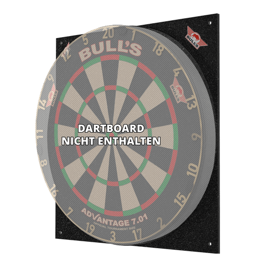 Bulls NL Dartbord Silencer Das Bild zeigt den Bulls NL Dartboard Silencer, ein schallreduzierendes Board für Dartspiele. Auf dem Bild steht, dass das Dartboard nicht enthalten ist.