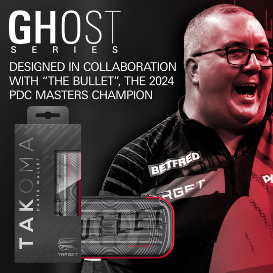 Takoma Ghost Series Stephen Bunting darthoesje Dieses Bild stellt das Takoma Ghost Series Stephen Bunting Dartcase dar. Es ist ein hochwertiges Dartcase aus einer speziellen Serie.