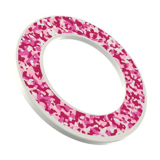 McDart Camo Dartbord Surround Das Bild zeigt ein Dartboard-Surround in Pink Camouflage. Dieses Produkt schützt die Wand und sieht farbenfroh aus.