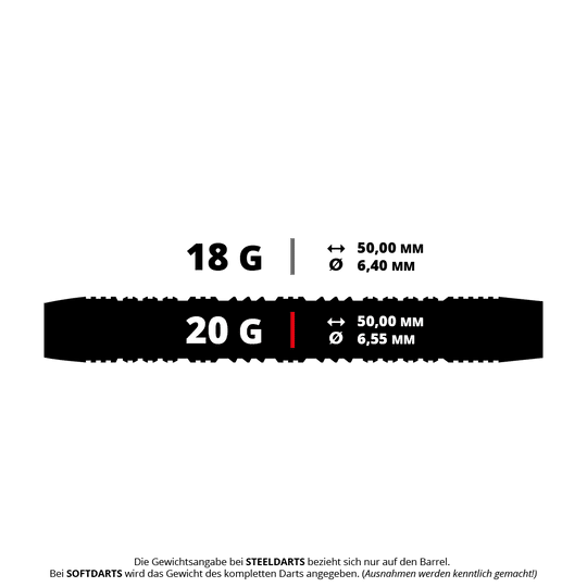 Harrows Impact Soft Darts Das Bild zeigt einen Harrows Impact Softdart mit 20 Gramm. Dieses Modell ist ideal für elektronische Dartscheiben.