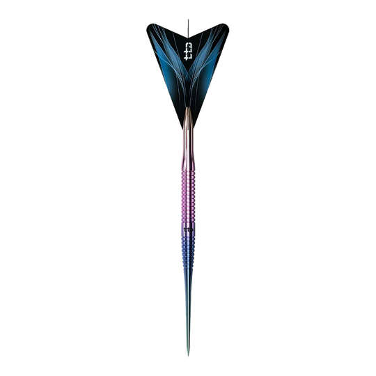 Caliburn TTD Complete Titanium T3 Rainbow stalen dartpijlen - 7 g Caliburn TTD Complete Titanium T3 Rainbow Steeldarts - 7g. Abgebildet ist ein bunter Steeldartpfeil aus Titan, der speziell für Dartspieler entwickelt wurde.