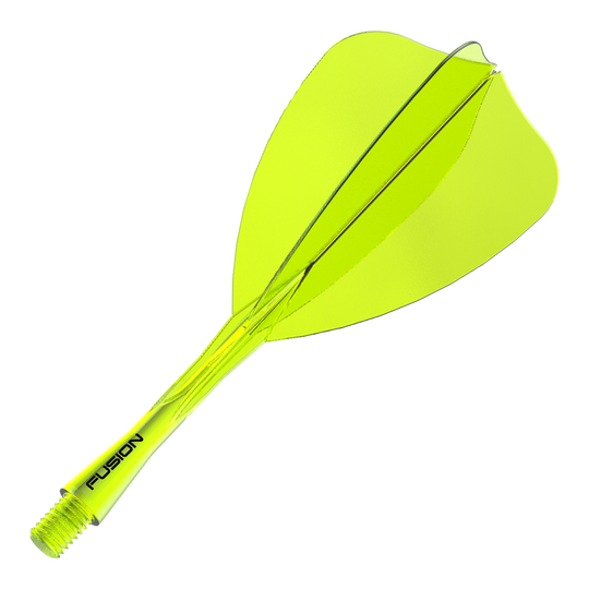 Winmau Fusion Flight Shaft System Arrow Neon Yellow Abgebildet ist ein Dartshaft- und Flight-System in Neongelb, 28 mm lang. Der Artikelname deutet auf ein Winmau Fusion Flight Shaft System Arrow hin.