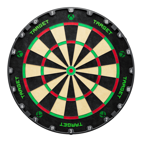 Target Xbox Dartboard Surround-bundel Das Bild zeigt das Target Xbox Dartboard Surround Bundle. Ein Set für Darts-Liebhaber zur Verbesserung des Spielerlebnisses.