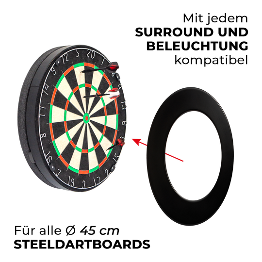 Compacte geluidsisolatie van Karella voor stalen dartborden Dies ist der kompakte Schallschutz Karella für Steeldartboards. Der Schallschutz hilft, den Lärm beim Dartspiel zu verringern.