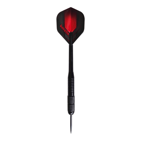 Karella zwarte messing stalen dartpijlen - 21 g Zu sehen sind die Karella Black Brass Steeldarts mit 21g. Das Produkt besteht aus Messing und ist in Schwarz gehalten.