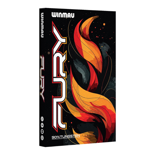 Winmau Fury stalen dartpijlen - 22 g Abgebildet sind die Winmau Fury Steeldarts mit 22g Gewicht. Diese Darts eignen sich ideal für präzises Werfen.
