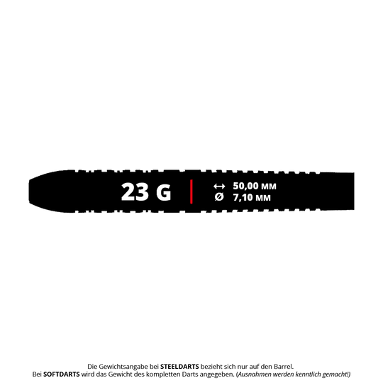 Dies ist ein Harrows Damon Heta Natural Quick Point Dart mit 23 Gramm. Der Dart ist für Steeldart-Spiele geeignet.