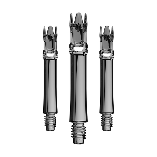 L-Style L-System vervangingsschachten - Transparant zwart Ein Set Ersatzshafts in schwarzem transparentem Design. Die Shafts sind bündig arrangiert.