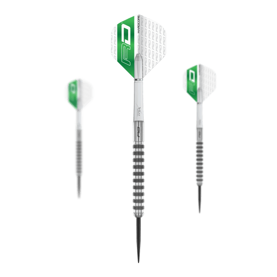 Red Dragon Javelin Speedline stalen darts Das Bild zeigt ein Set der Red Dragon Javelin Speedline Steeldarts. Mehrere Darts liegen nebeneinander.