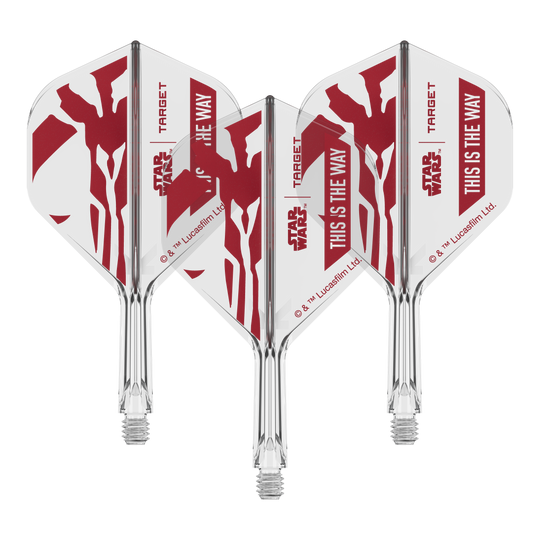 Target Star Wars K-Flex Set Mandalorian No2 Standaard Flights Dieses Dart-Flight zeigt das Star Wars Motiv 'This Is The Way'. Es ist das Modell 'K-Flex This Is The Way No2 Standard Flights' mit 19mm.