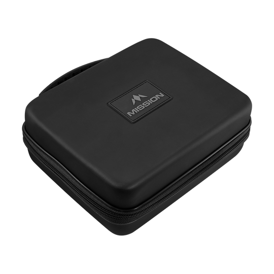 Mission Luxor Dart-portemonnee Ein schwarzes Dart-Wallet ist auf dem Bild zu sehen. Es handelt sich um das Modell Mission Luxor.