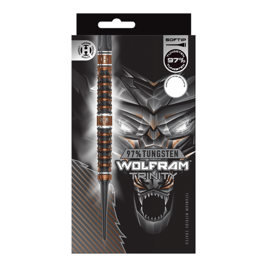 Harrows Tungsten Trinity softdarts Harrows Wolfram Trinity Softdarts werden auf dem Bild gezeigt. Es handelt sich um spezielle Softdarts für Dartspieler.