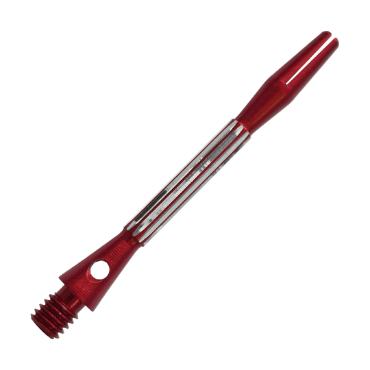Bulls NL Flash 2 aluminium shafts - rood - 46 mm Bulls NL Flash 2 Aluminium Shafts in Rot, 46 mm lang. Das Bild zeigt einen roten Aluminiumschaft für Dartpfeile.