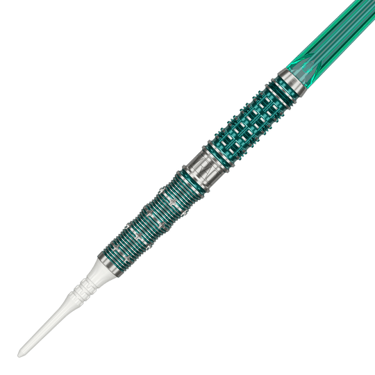 Auf dem Bild sind die Target Japan Mikuru Suzuki The Miracle GEN7 Softdarts mit einem Gewicht von 21,5g zu sehen. Das Produkt ist für Dartspieler geeignet, die hochwertige Softdarts suchen.
