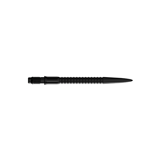 Mission R2.5 Rapid Point GV1 Dartpunten - Zwart Zu sehen sind schwarze Dartspitzen für Darts. Die Spitzen haben eine Länge von 30 mm.
