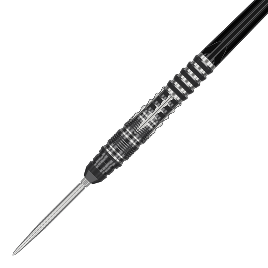 Target Japan Black Marque Blaze Swiss Point stalen dartpijlen - 23 g Das Foto zeigt die Target Japan Black Marque Blaze Swiss Point Steeldarts - 23g. Die Darts verfügen über spezielle Spitzen für optimale Leistung beim Spiel.