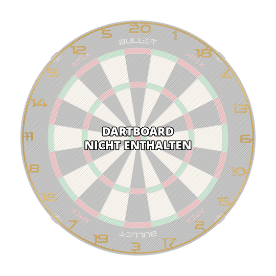 Das Bild stellt einen Dartboard Zahlenring in goldener Farbe dar. Es geht um das Produkt 'BT1000160 Bullet Dartboard Zahlenring Gold 3'.