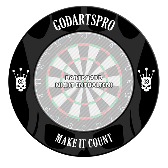 Go Darts Pro Dartbord Surround Das Bild zeigt ein schwarzes Dartboard Surround. Es wird das Produkt aus einer anderen Ansicht präsentiert.