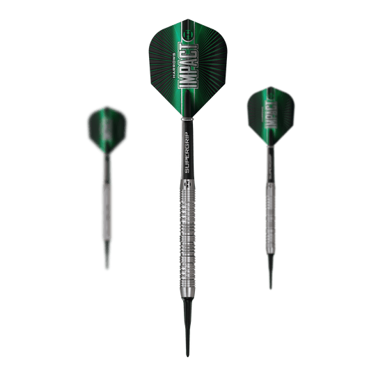 Harrows Impact Soft Darts Das Bild zeigt ein Set der Harrows Impact Softdarts. Mehrere Darts sind zusammen zu sehen.