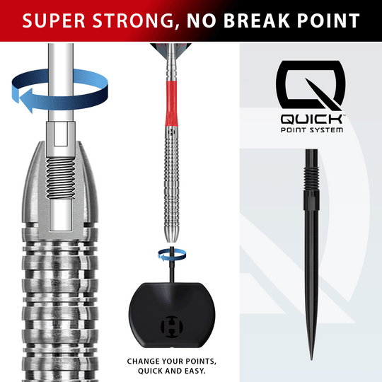 Harrows Damon Heta Natural Quick Point - 23 g Das Foto präsentiert den Harrows Damon Heta Natural Quick Point Steeldart. Der Pfeil überzeugt durch ein natürliches Finish und schnelles Wurfverhalten.