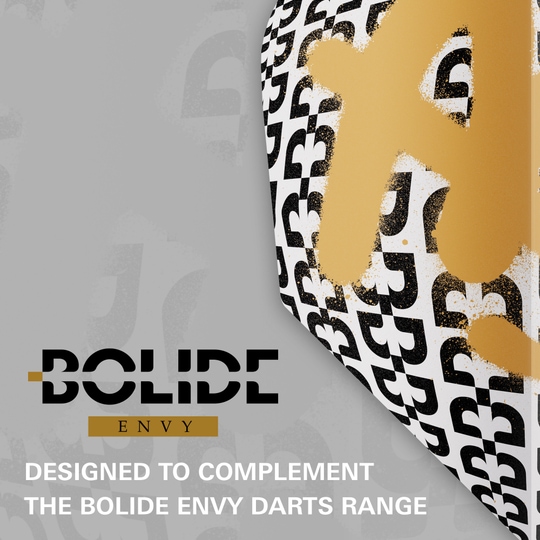 Target Pro Ultra Bolide Envy No6 Flights - 3 sets Gezeigt werden die Target Pro Ultra Bolide Envy No6 Flights im Set mit drei Stück. Die Flights sind Zubehör für Dartpfeile.