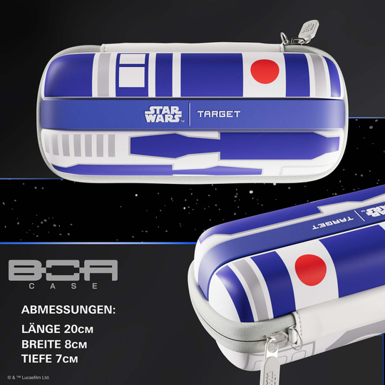 Das Bild zeigt das Target Star Wars Boa Dartcase - R2D2. Es handelt sich um ein Dart-Etui mit R2D2-Design.