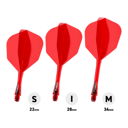 Winmau Fusion Flight Shaft System No6 Rood Das Bild stellt das Winmau Fusion Flight-Shaft-System No6 in Rot dar. Dieses System kombiniert Flight und Shaft in einem roten Design.
