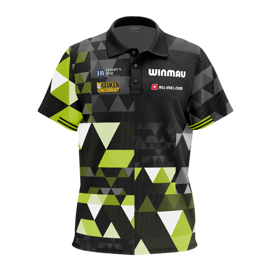 Winmau Michael Van Gerwen poloshirt met faneditie Poloshirt der Winmau Michael Van Gerwen Fan-Edition. Das Produkt ist als Fanartikel für Michael Van Gerwen entworfen.