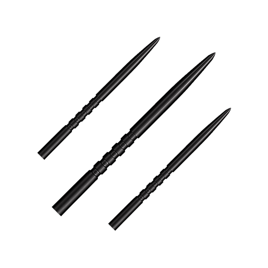 Shot Grip Point stalen dartpunten - Zwart Ein Bild zeigt ein Produkt mit dem Namen SM3823_Shot_Grip_Point_Steeldartspitzen_Schwarz_45mm_1Set. Das Produkt ist vermutlich ein Set von schwarzen Dartspitzen.